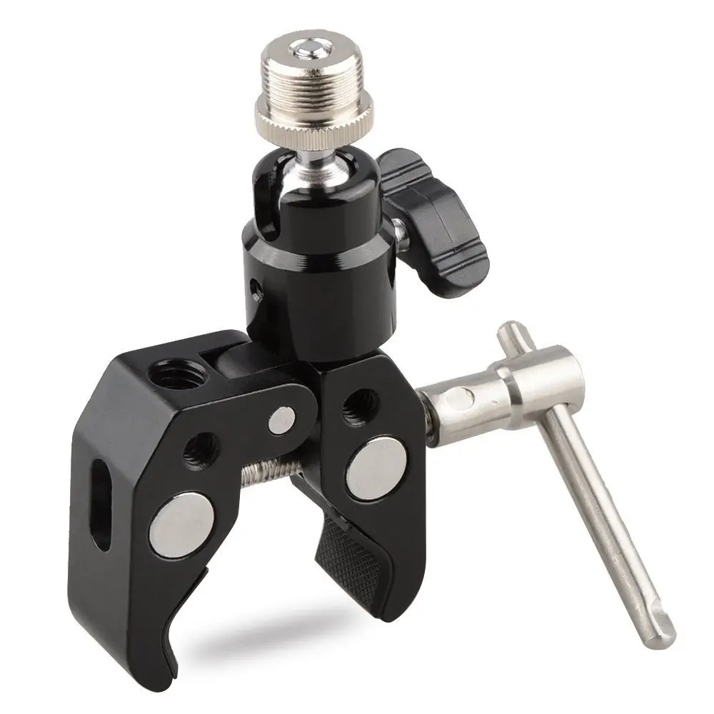 CAMVATE Mini Crab Clamp Articulated 1/4 Pack of 4 | Microphone Mounting Clamp with 360° Ball Head - main product image