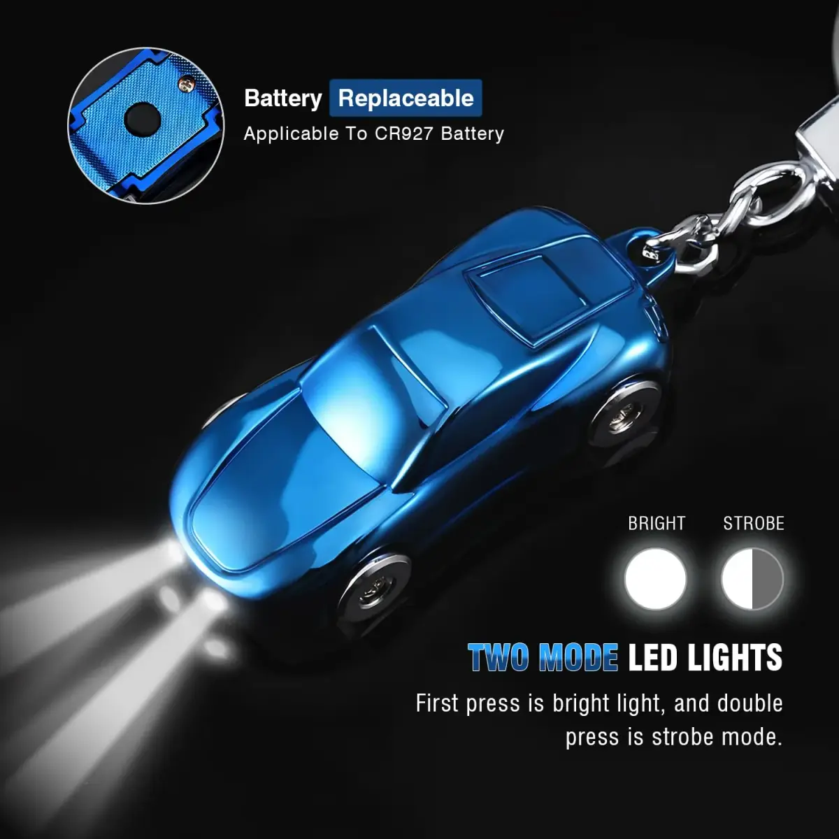 SOMGEM Car Keychain Flashlight, 2 Mode LED Key Ring, Colorful, 10.7 cm (4.2 inches) - view 2