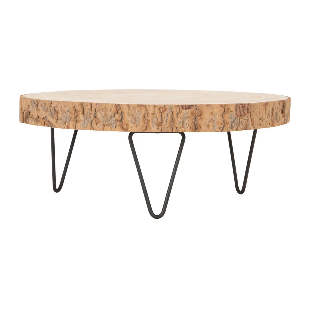 Creative Co-Op Decorative Paulownia Wood Pedestal with Metal Hairpin Legs Round Accent Stand, Natural Finish | Rustic Home Decor - view 3