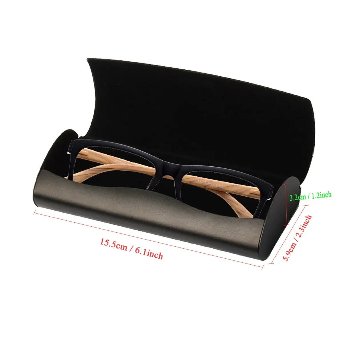 EZESO ESSENTIAL SKINCARE Large Eyeglass Case | Aluminum Alloy with Suede Lining, Buckle Closure, Black - view 2