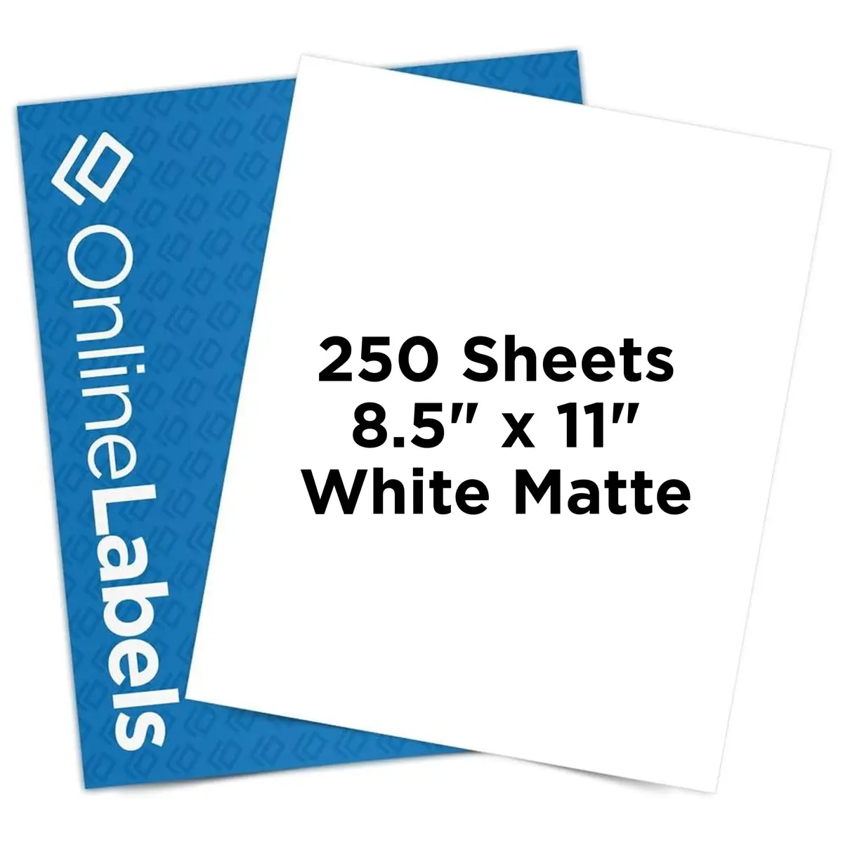 Online Labels Sticker Paper 8.5" x 11" White Matte | Permanent Adhesive, 250 Sheets, Inkjet & Laser Compatible - main product image