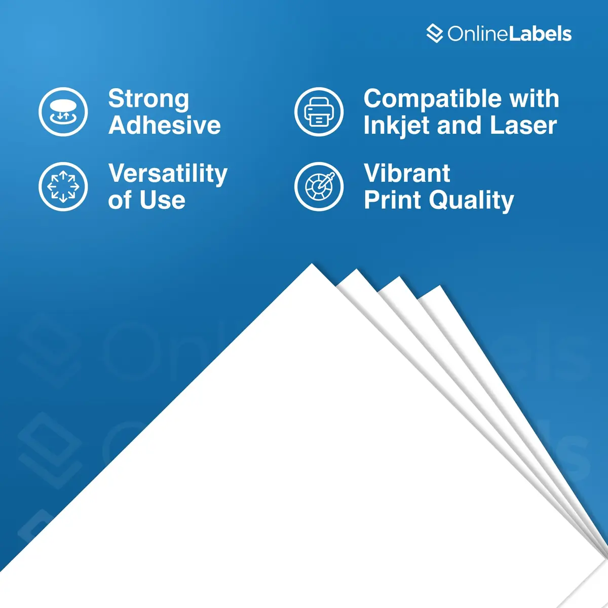 Online Labels Sticker Paper 8.5" x 11" White Matte | Permanent Adhesive, 250 Sheets, Inkjet & Laser Compatible - view 5