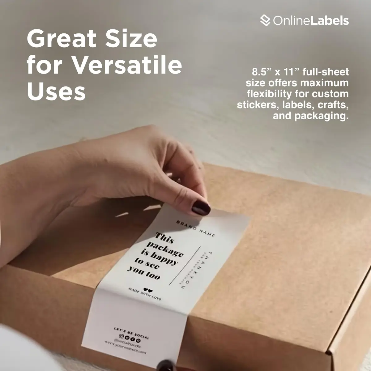 Online Labels Sticker Paper 8.5" x 11" White Matte | Permanent Adhesive, 250 Sheets, Inkjet & Laser Compatible - view 6