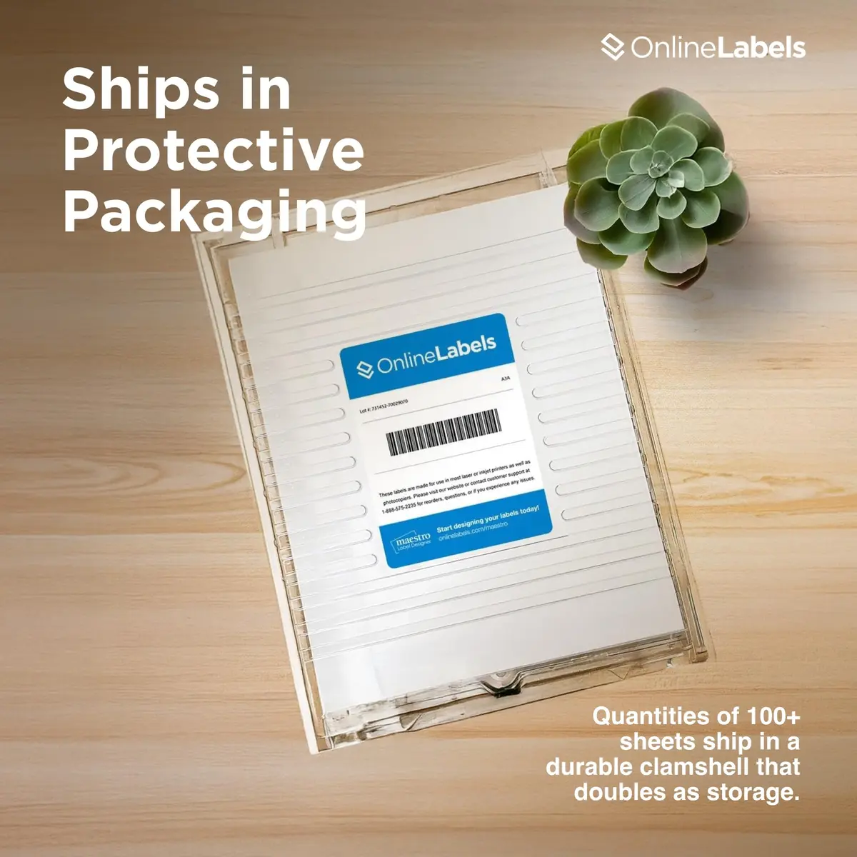 Online Labels Sticker Paper 8.5" x 11" White Matte | Permanent Adhesive, 250 Sheets, Inkjet & Laser Compatible - view 8
