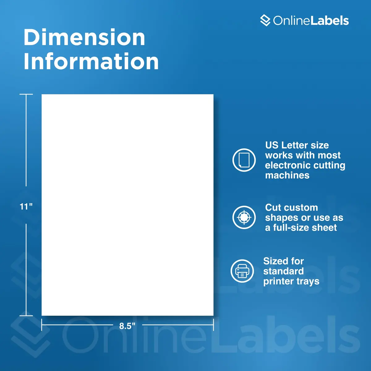 Online Labels Sticker Paper 8.5" x 11" White Matte | Permanent Adhesive, 250 Sheets, Inkjet & Laser Compatible - view 3