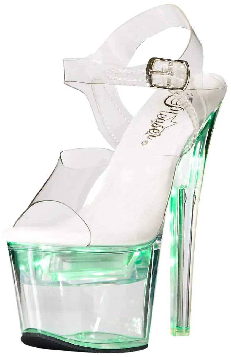 Pleaser Women's FLASHDANCE-708 Sandal 6 M US | LED Illuminated Ankle Strap Platform - main product image