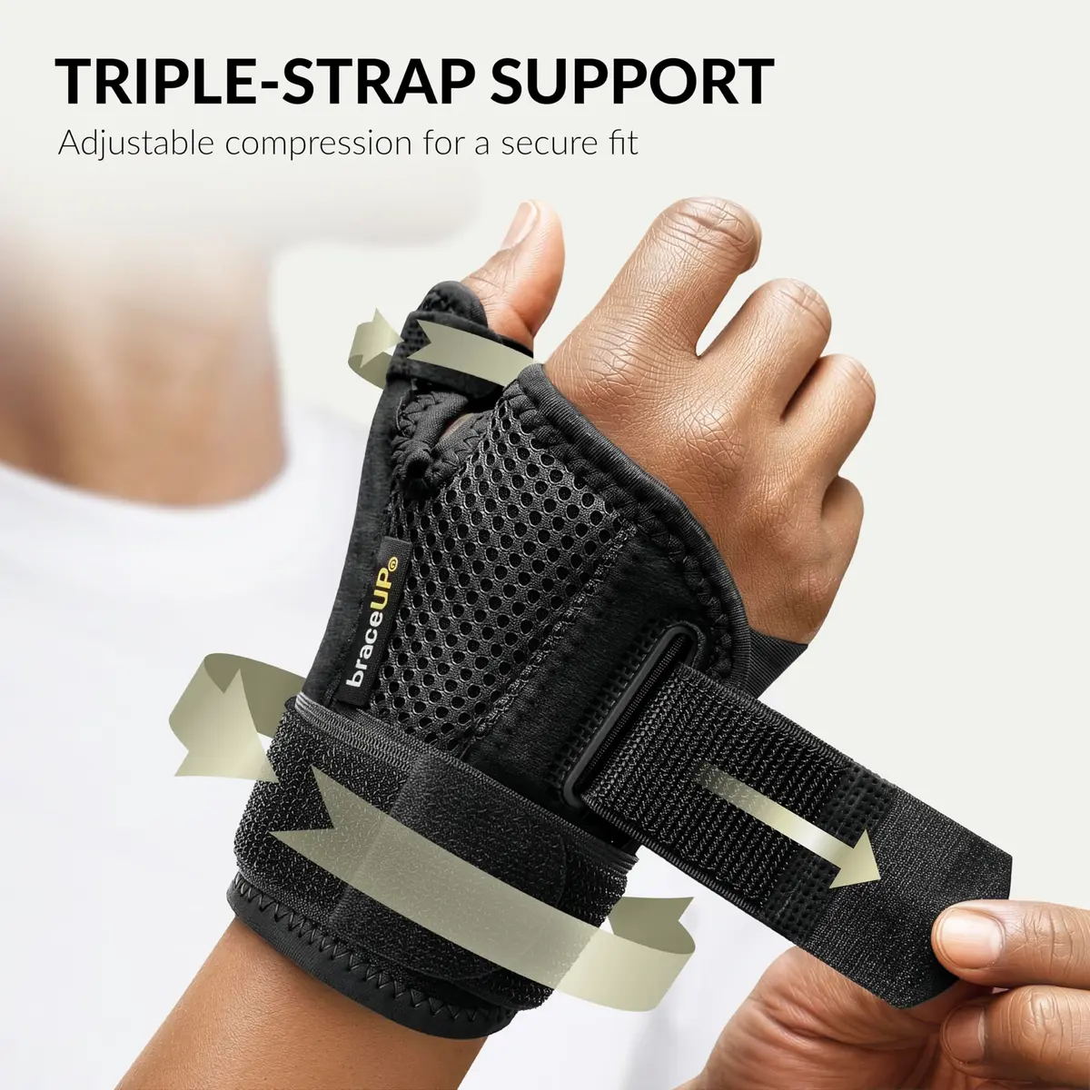 BraceUP Thumb Spica Splint Brace Black | Right/Left Hand, Adjustable Compression for Arthritis, Tendonitis, Carpal Tunnel Pain Relief (1 Count) - view 4