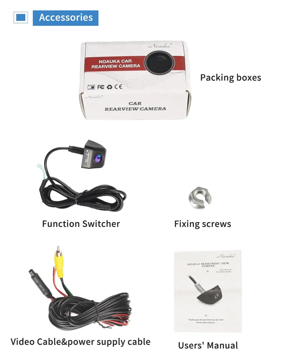 NOAUKA Waterproof IP69 Night Vision Car Rear View Camera 170° | HD Color CCD Backup Parking - view 10