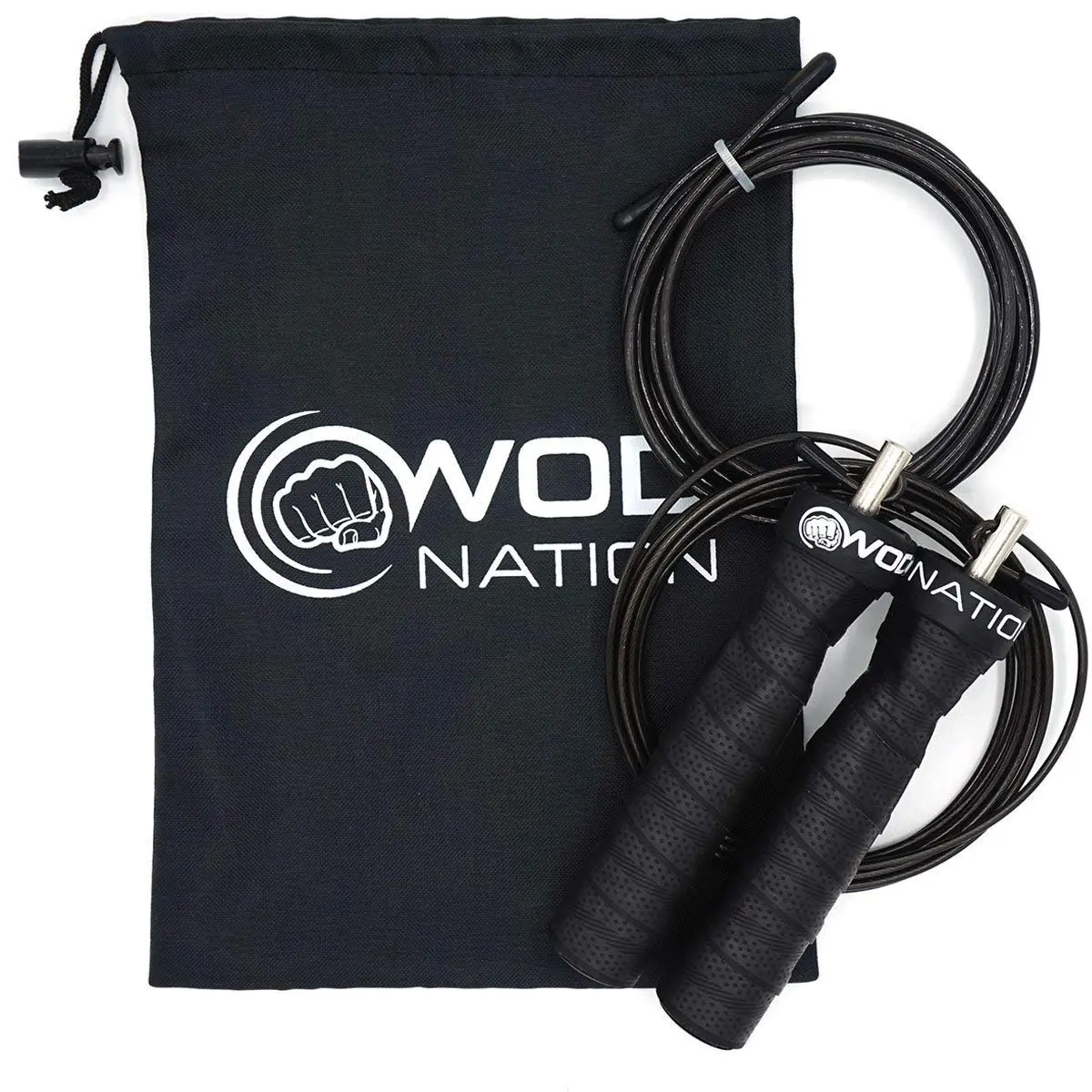 WOD Nation Attack Speed Jump Rope - Black Alloy Steel Handles, 11 ft (3.35 m) with 2.2 mm & 3.3 mm Cables | Dual-Cable System for Fitness & Double Unders - view 9