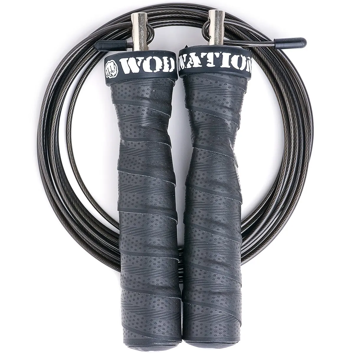 WOD Nation Attack Speed Jump Rope - Black Alloy Steel Handles, 11 ft (3.35 m) with 2.2 mm & 3.3 mm Cables | Dual-Cable System for Fitness & Double Unders - view 2