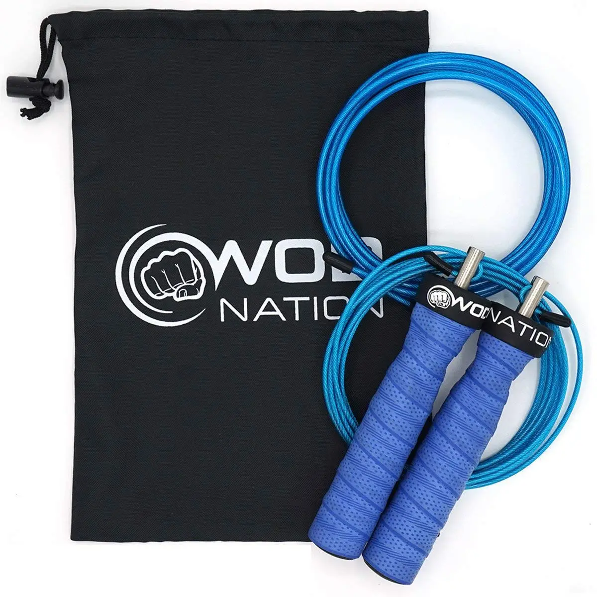 WOD Nation Adjustable Jump Rope Blue 3.5m (11 ft) | Dual Cable Speed & Weighted Workout - view 9