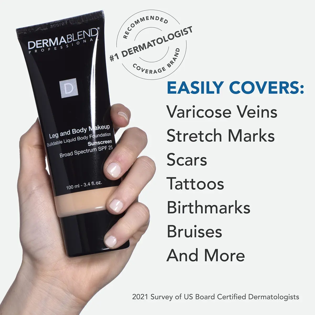Dermablend Leg & Body Makeup Foundation SPF 25, 20N Light Natural, 100ml (3.4 fl oz) | Full Coverage for Scars & Imperfections - view 6