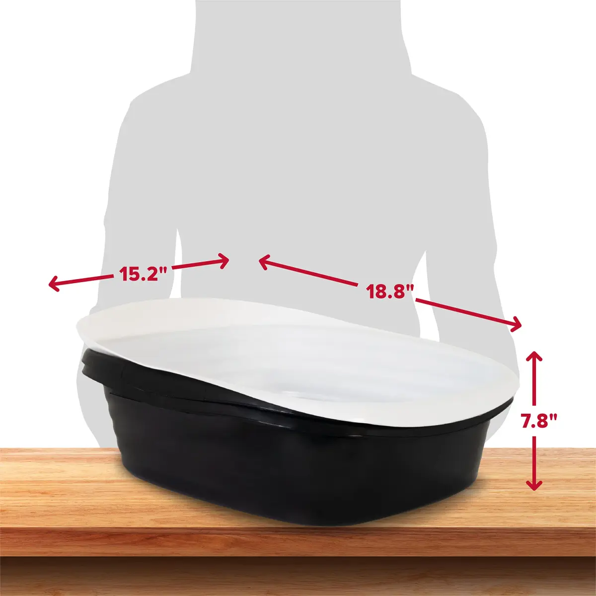Arm & Hammer Large Sifting Litter Box | 48.3 cm (19 in) Black Open Tray - view 6