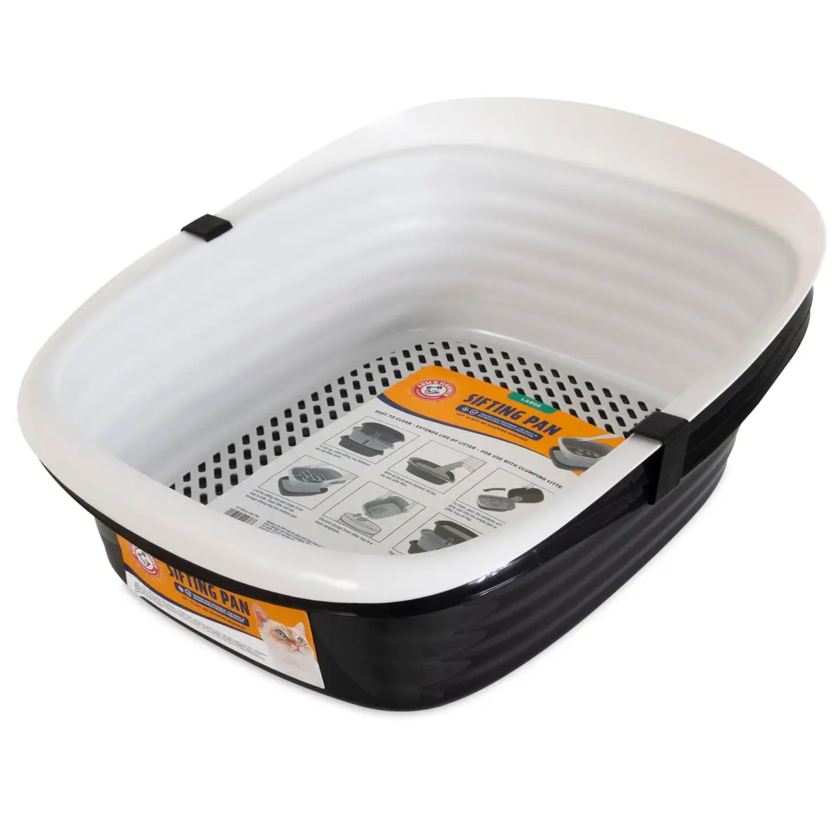 Arm & Hammer Large Sifting Litter Box | 48.3 cm (19 in) Black Open Tray - main product image
