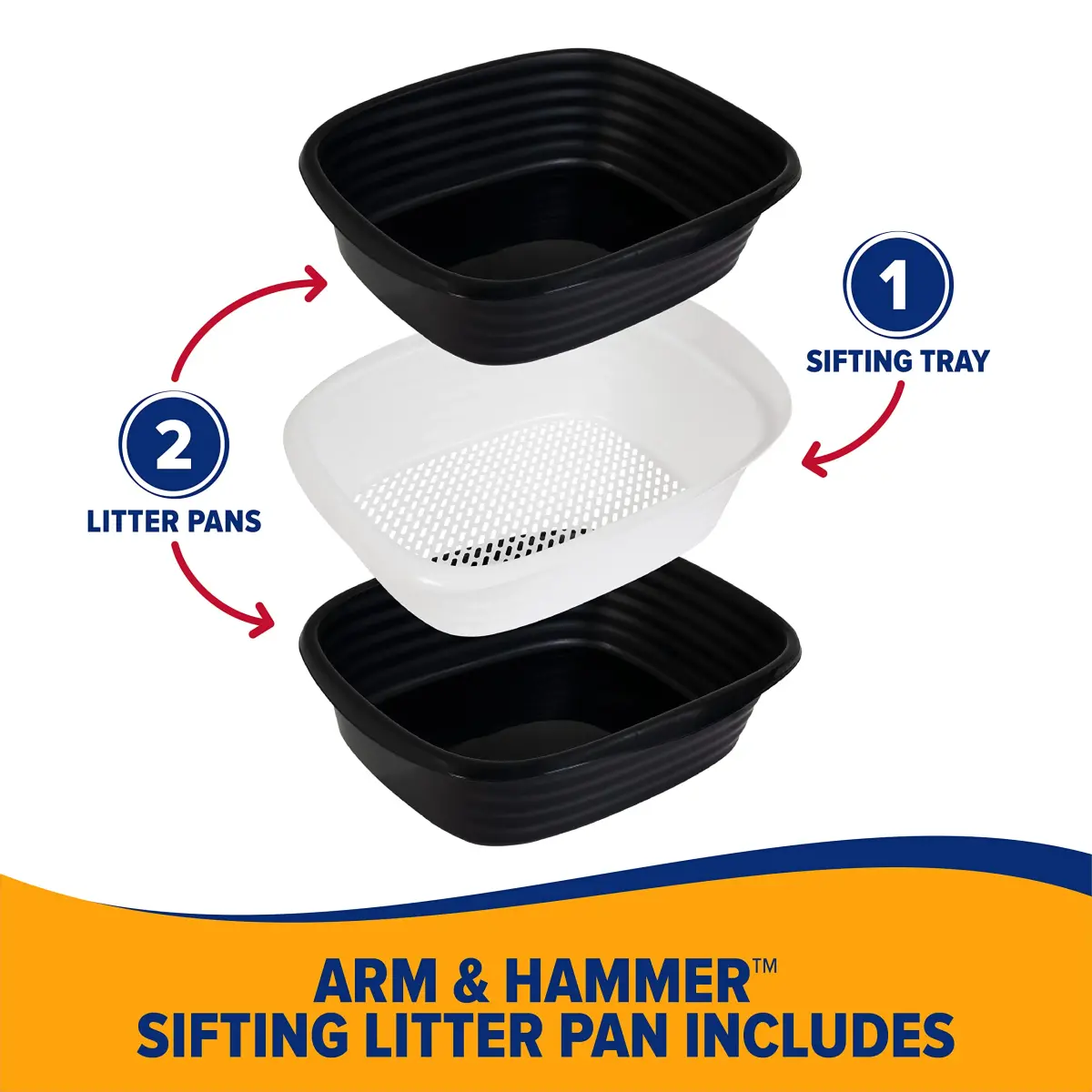 Arm & Hammer Large Sifting Litter Box | 48.3 cm (19 in) Black Open Tray - view 3