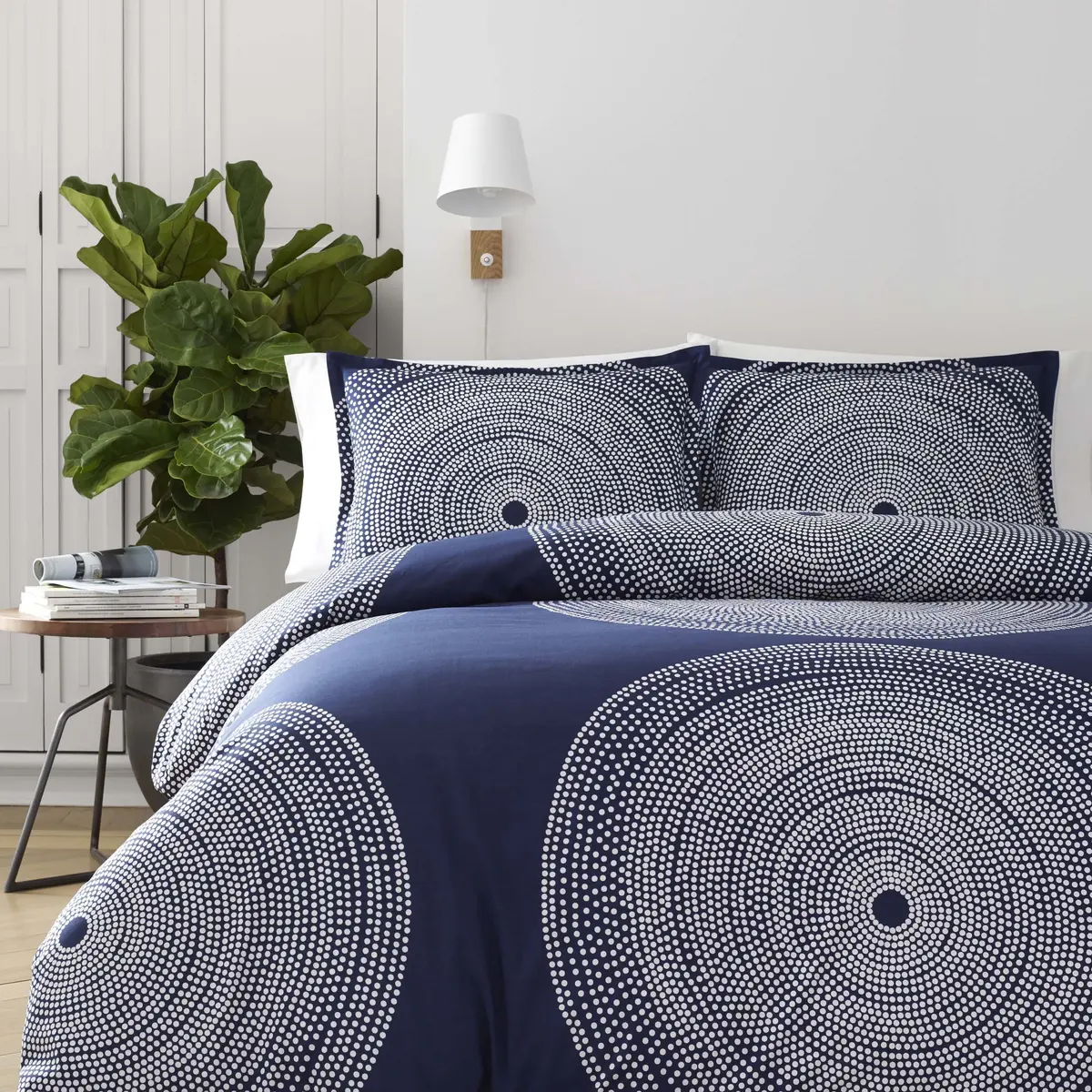 MARIMEKKO Queen Duvet Cover Set with Shams, Cotton Percale | Geometric Pattern, 200 Thread Count, Modern Scandinavian Design - view 6