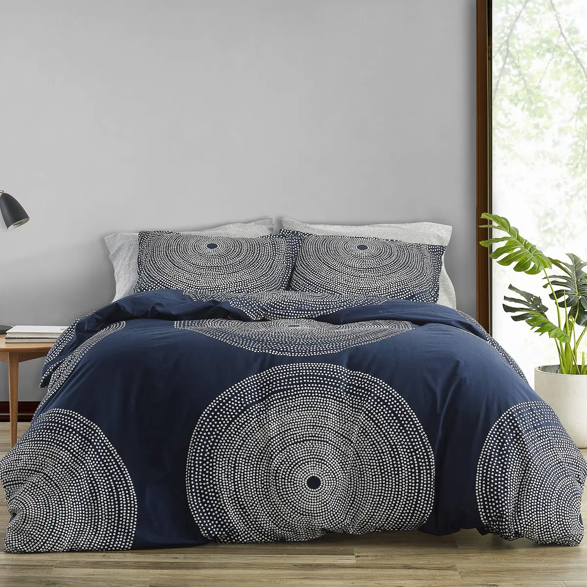 MARIMEKKO Queen Duvet Cover Set with Shams, Cotton Percale | Geometric Pattern, 200 Thread Count, Modern Scandinavian Design - main product image