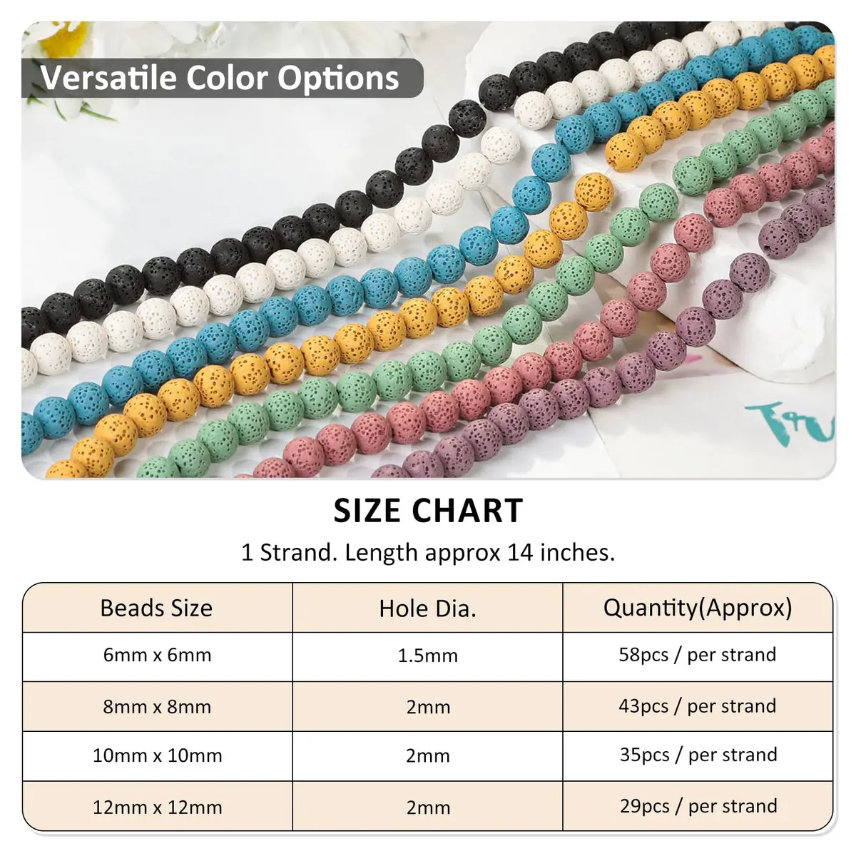 SUNYIK 10mm Blue Lava Rock Essential Oil Diffuser Beads 14" Strand | Unique Grounding & Aromatherapy - view 3