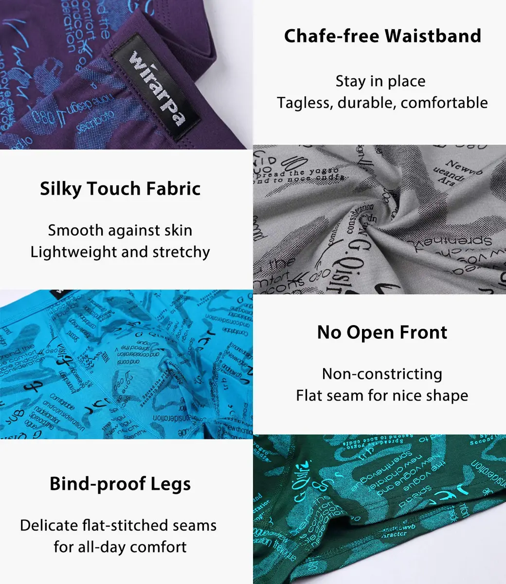 wirarpa Men's Underwear 4 Pack Stretch Modal Microfiber Trunks Large | Soft Waistband & Short Leg - view 5