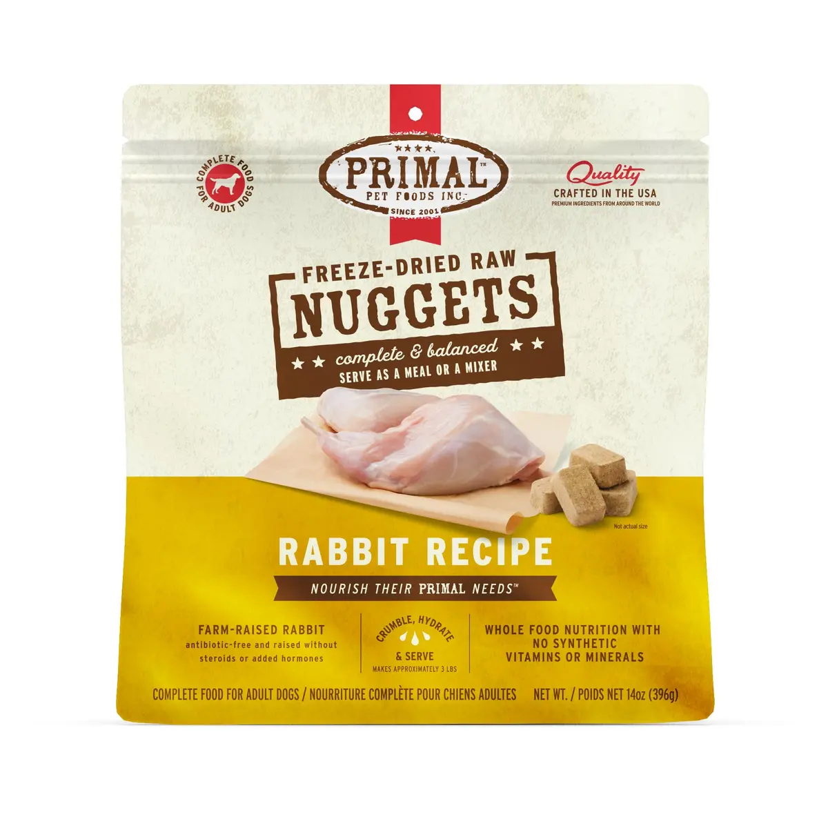 Primal Freeze Dried Raw Dog Food Nuggets Rabbit 14 oz | Complete & Balanced Nutrition for Dogs - main product image