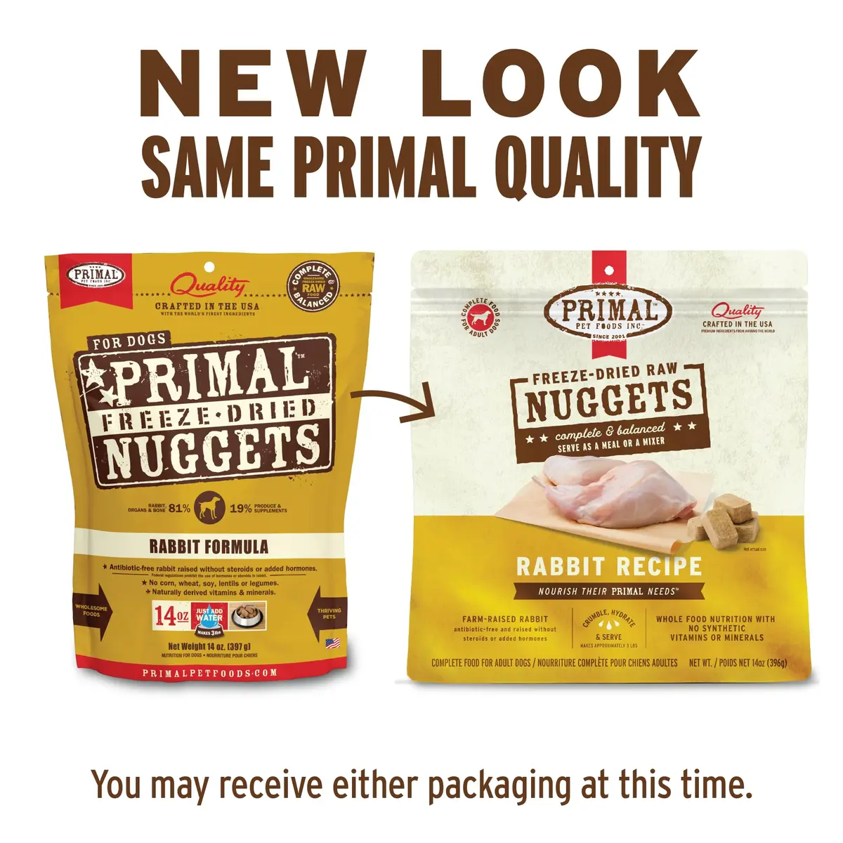 Primal Freeze Dried Raw Dog Food Nuggets Rabbit 14 oz | Complete & Balanced Nutrition for Dogs - view 2