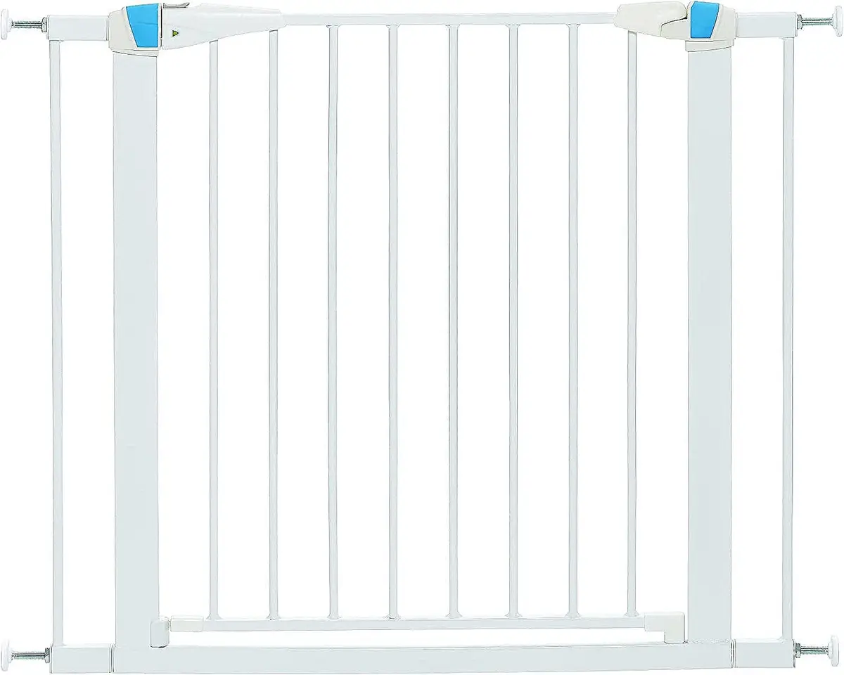 MidWest Homes for Pets 29" Steel Dog Gate with Glow Strips | Pressure Mount, Auto-Close, White - main product image