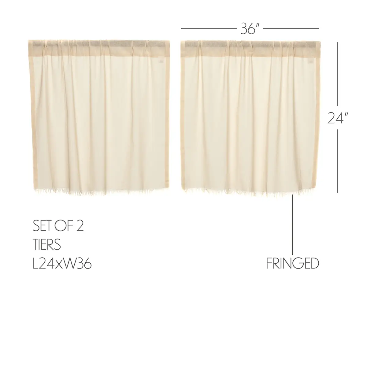 VHC Brands Tobacco Cloth Natural Curtain, Tier 24x36, 2 | Sheer, Rustic Farmhouse Style - view 2