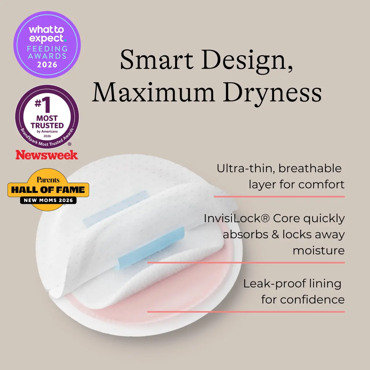 Lansinoh Stay Dry Disposable Nursing Pads, 200 Count | Ultra-Absorbent, Discreet Fit for Breastfeeding Moms - view 5