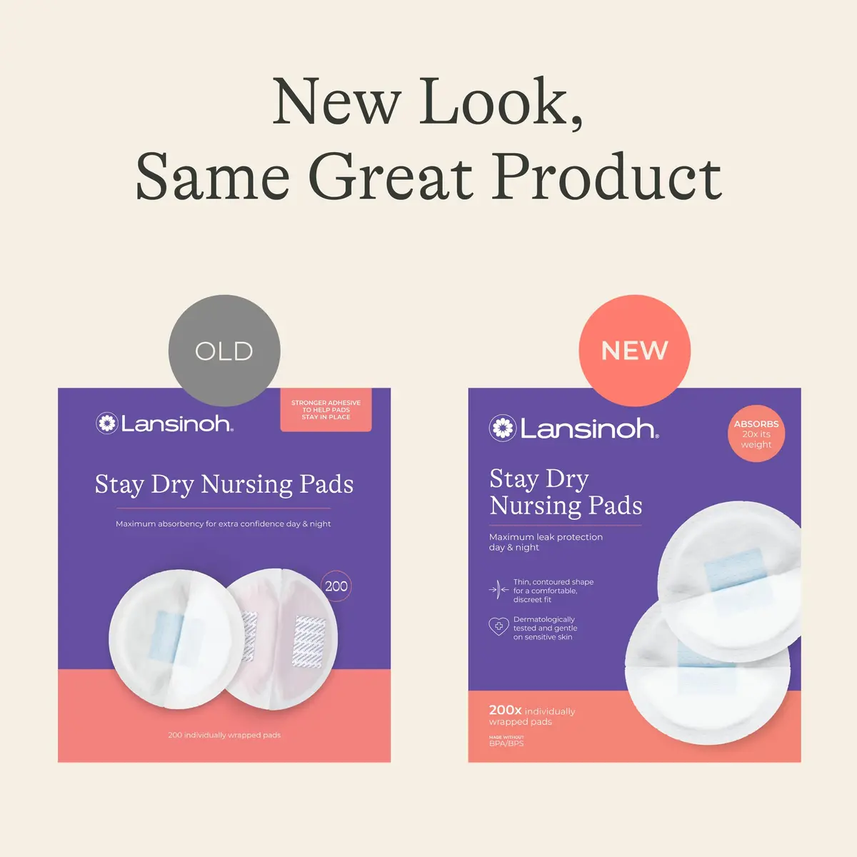 Lansinoh Stay Dry Disposable Nursing Pads, 200 Count | Ultra-Absorbent, Discreet Fit for Breastfeeding Moms - view 2