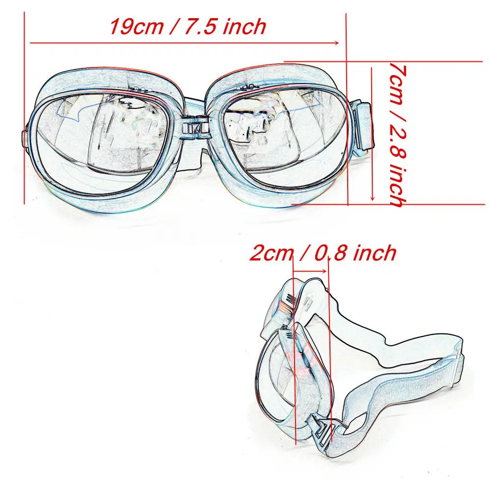 evomosa Motorcycle Goggles Vintage Pilot Goggle for Half Helmet | Retro Motocross Eyewear - view 4