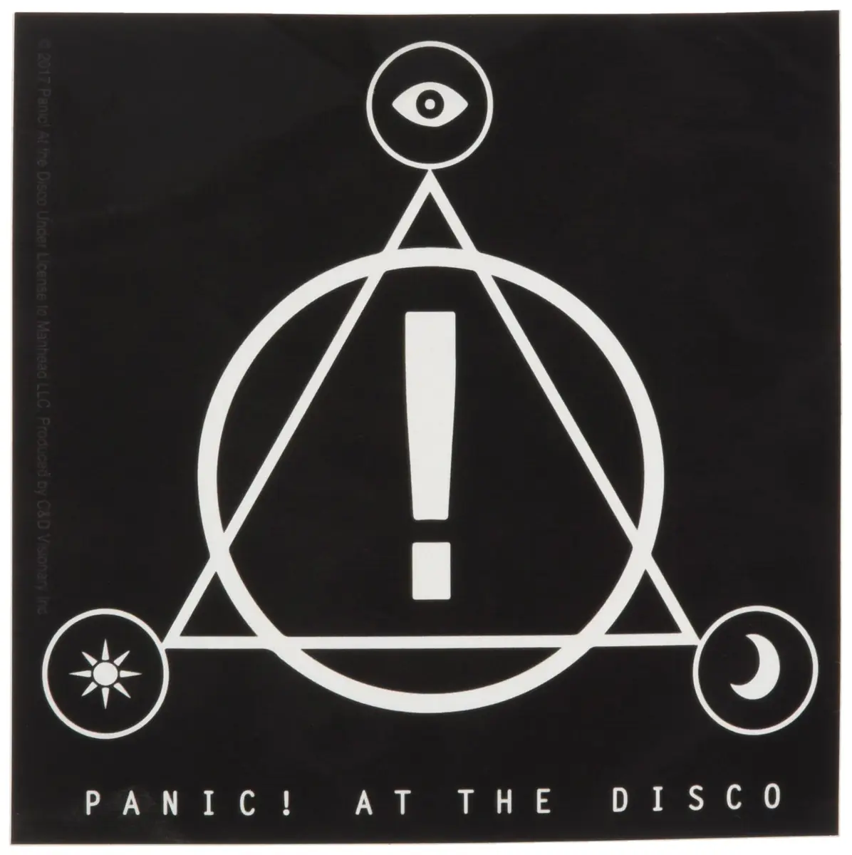 C&D Visionary Panic At The Disco Triangle Logo Sticker | Modern, Triangular, 4.25" L x 1.0" W x 4.25" H - main product image