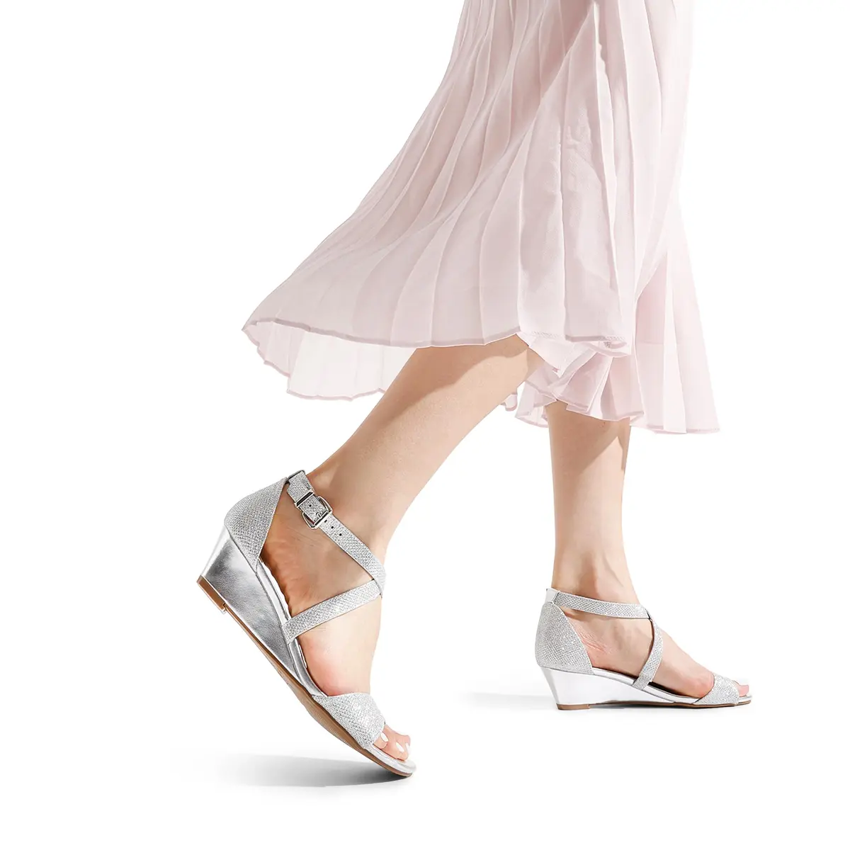 DREAM PAIRS Women's Low Wedge Sandals Ankle Strap Heel Sandal Open Toe Dress Summer Shoes, Size 8 (25mm/1" Heel) | Chic & Stable for Indian Occasions - view 8