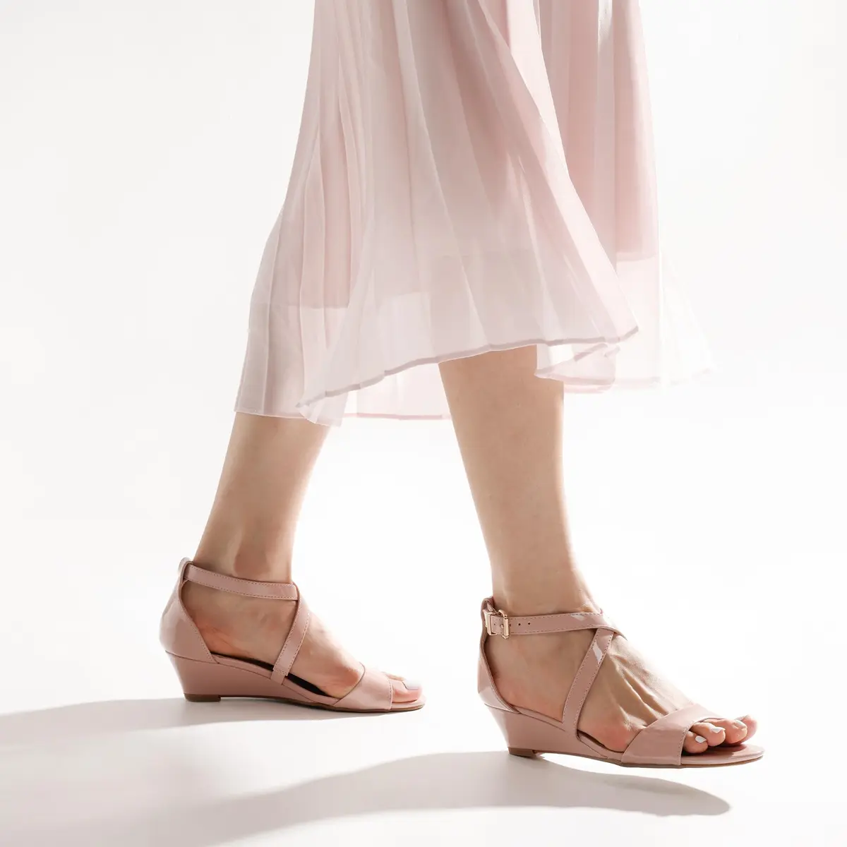 DREAM PAIRS Women's Jones Nude Pat Low Wedge Pump Sandals - 5.1 cm (2 Inch Heel) | Comfortable & Stable for All Occasions - view 6