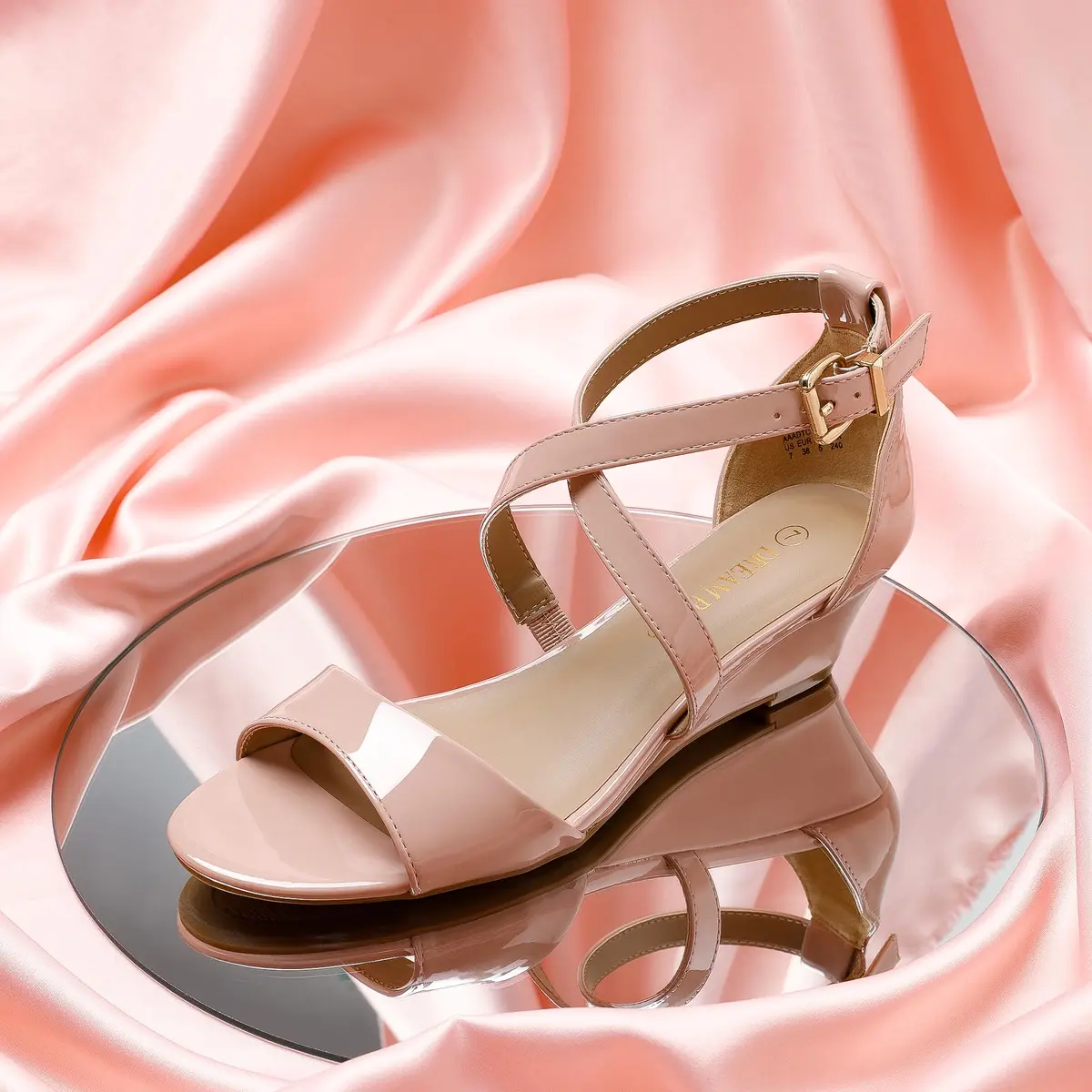 DREAM PAIRS Women's Jones Nude Pat Low Wedge Pump Sandals - 5.1 cm (2 Inch Heel) | Comfortable & Stable for All Occasions - view 2