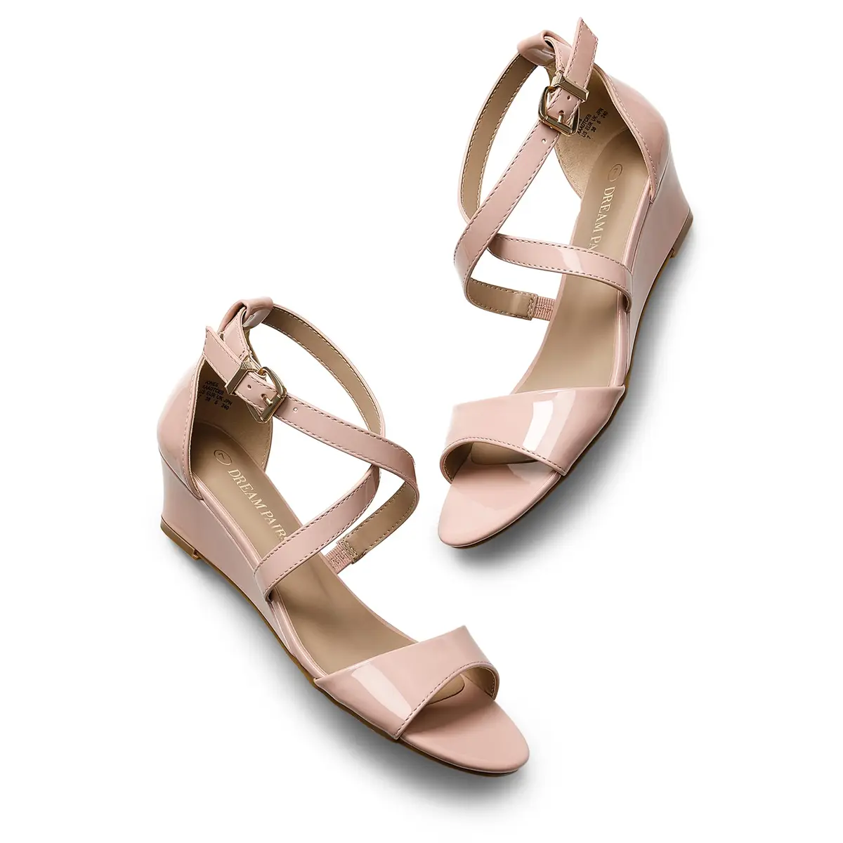 DREAM PAIRS Women's Jones Nude Pat Low Wedge Pump Sandals - 5.1 cm (2 Inch Heel) | Comfortable & Stable for All Occasions - view 3