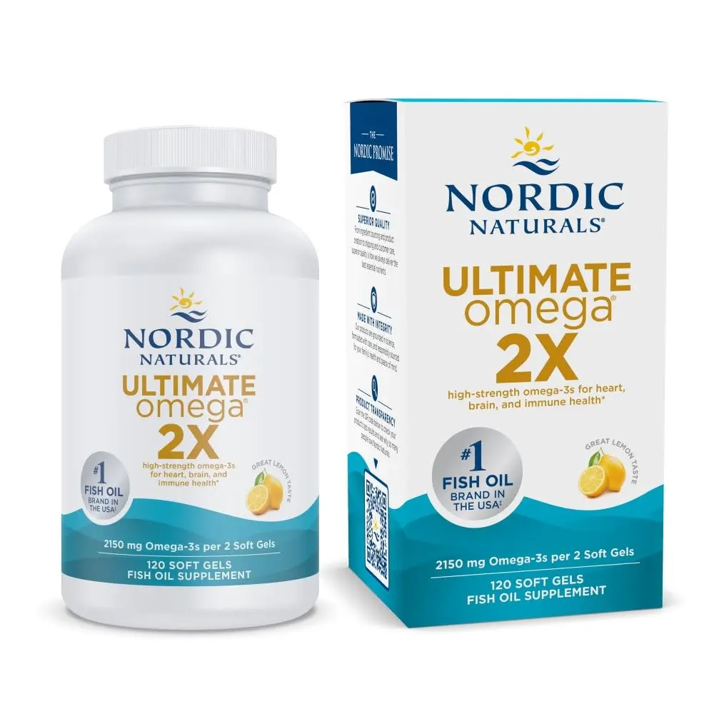 Nordic Naturals Ultimate Omega 2X, 2150mg Fish Oil, Lemon - 120 Count | High-Potency Omega-3 for Heart & Brain - main product image