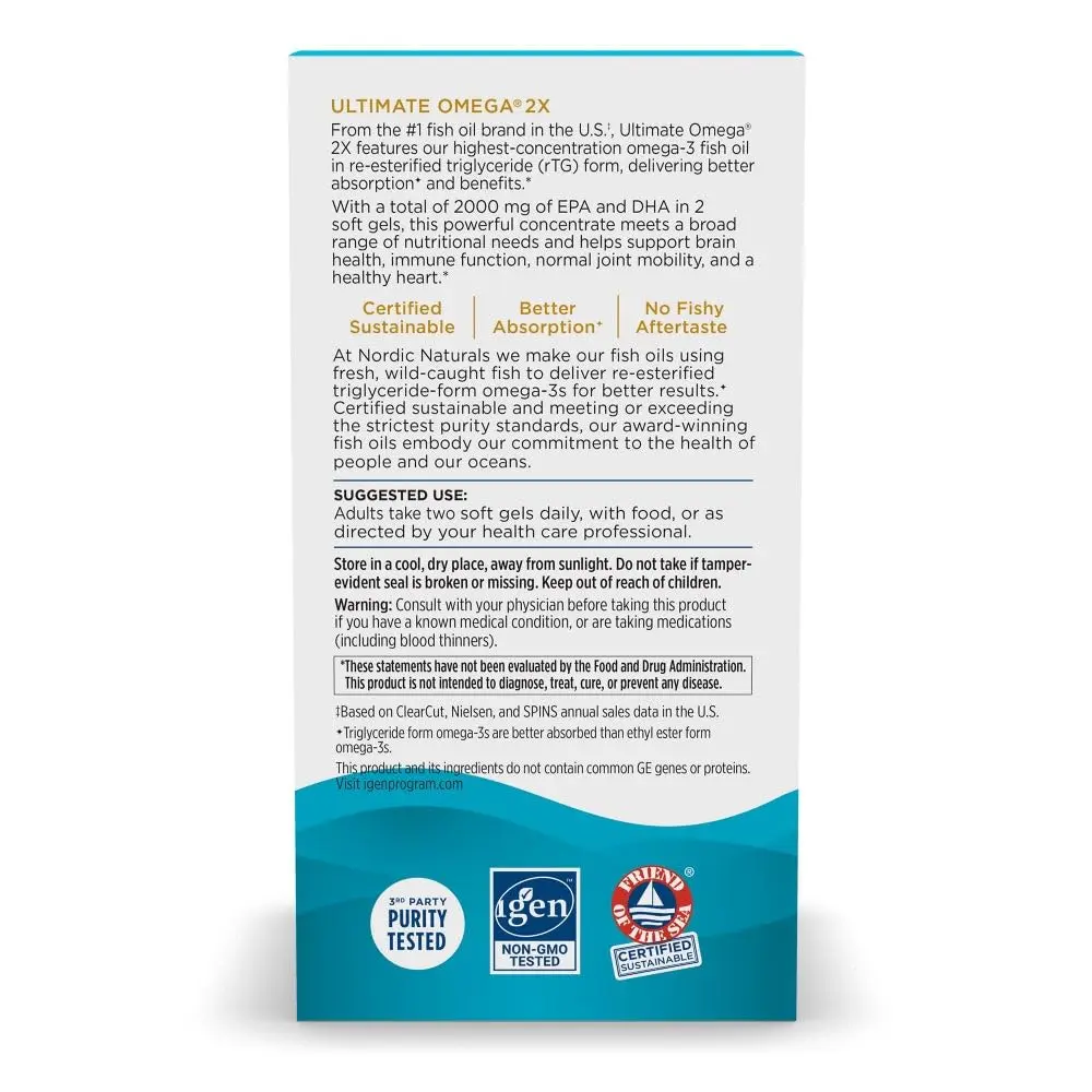 Nordic Naturals Ultimate Omega 2X, 2150mg Fish Oil, Lemon - 120 Count | High-Potency Omega-3 for Heart & Brain - view 7