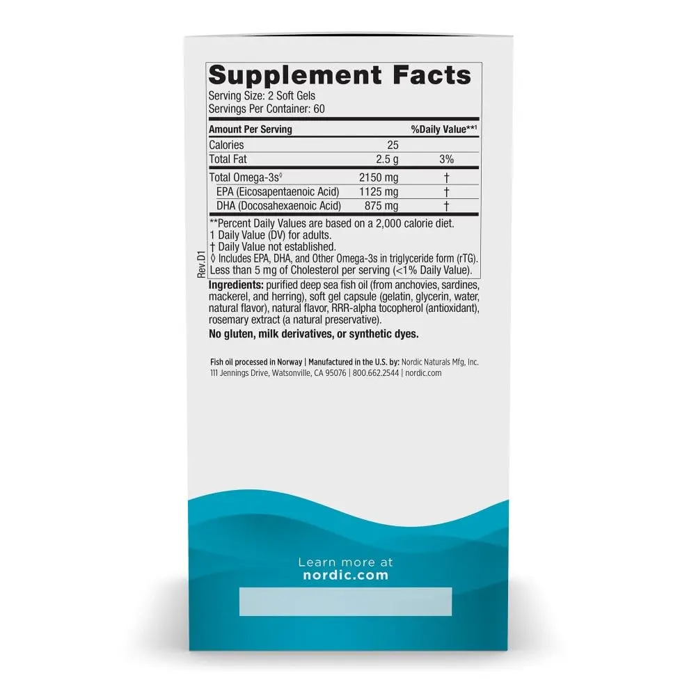 Nordic Naturals Ultimate Omega 2X, 2150mg Fish Oil, Lemon - 120 Count | High-Potency Omega-3 for Heart & Brain - view 2