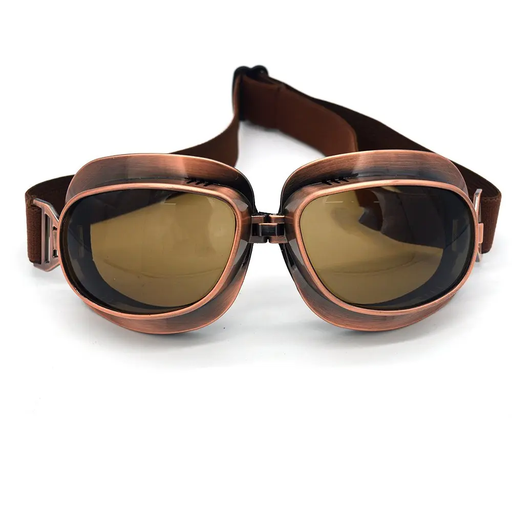 evomosa Motorcycle Goggles Vintage Pilot Aviator Steampunk for Half Helmet | Classic Safety Eyewear - main product image