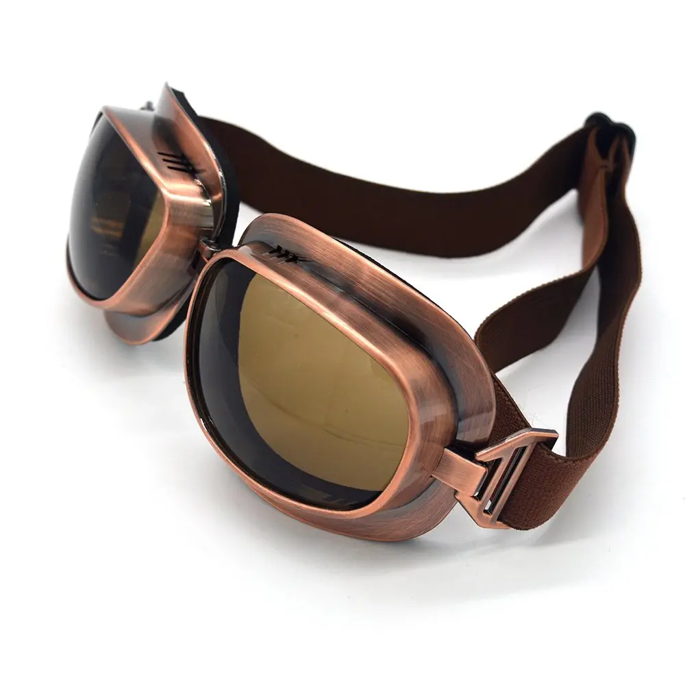 evomosa Motorcycle Goggles Vintage Pilot Aviator Steampunk for Half Helmet | Classic Safety Eyewear - view 3
