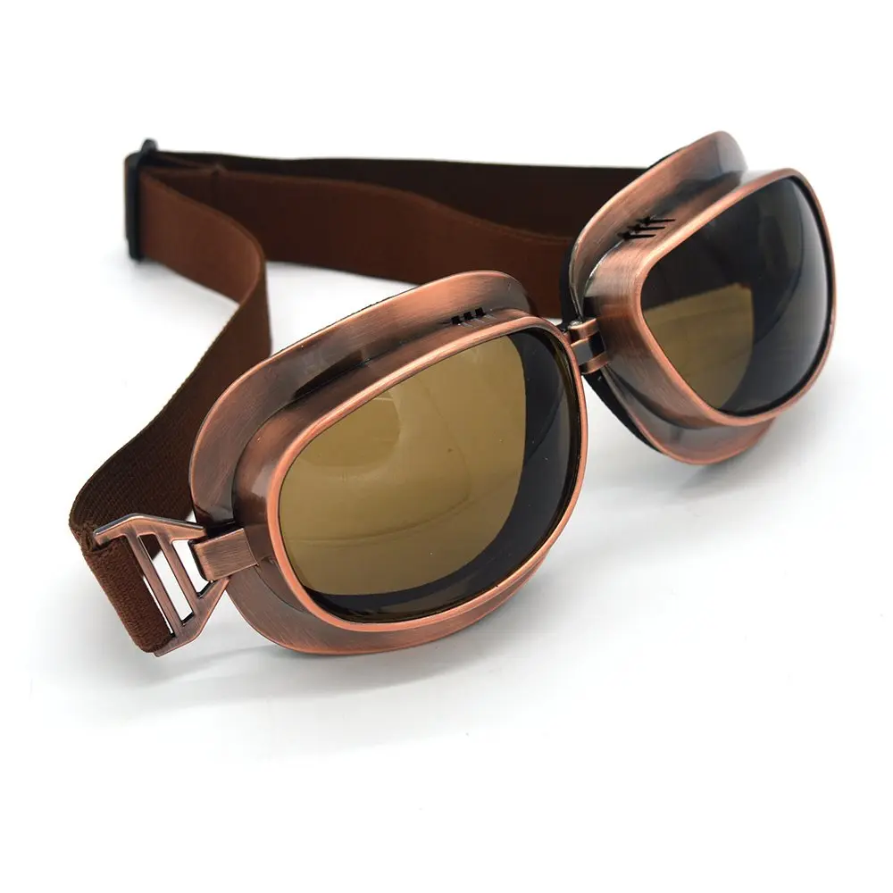 evomosa Motorcycle Goggles Vintage Pilot Aviator Steampunk for Half Helmet | Classic Safety Eyewear - view 4