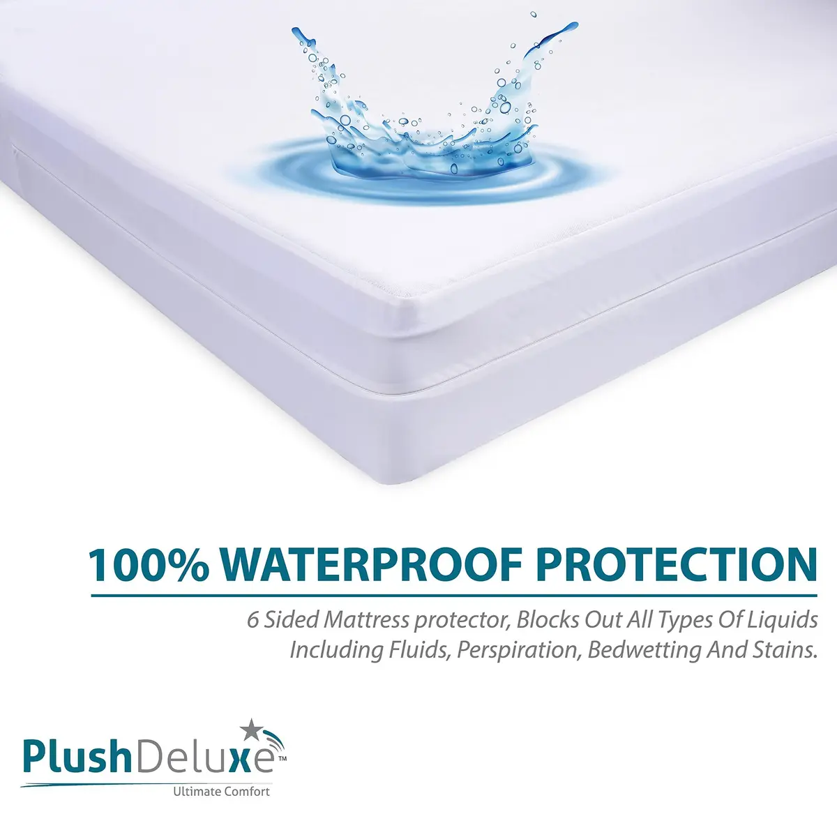 PlushDeluxe Twin-XL Mattress Encasement 39X80 Waterproof Bedbug Proof Hypoallergenic Cotton Terry - view 5