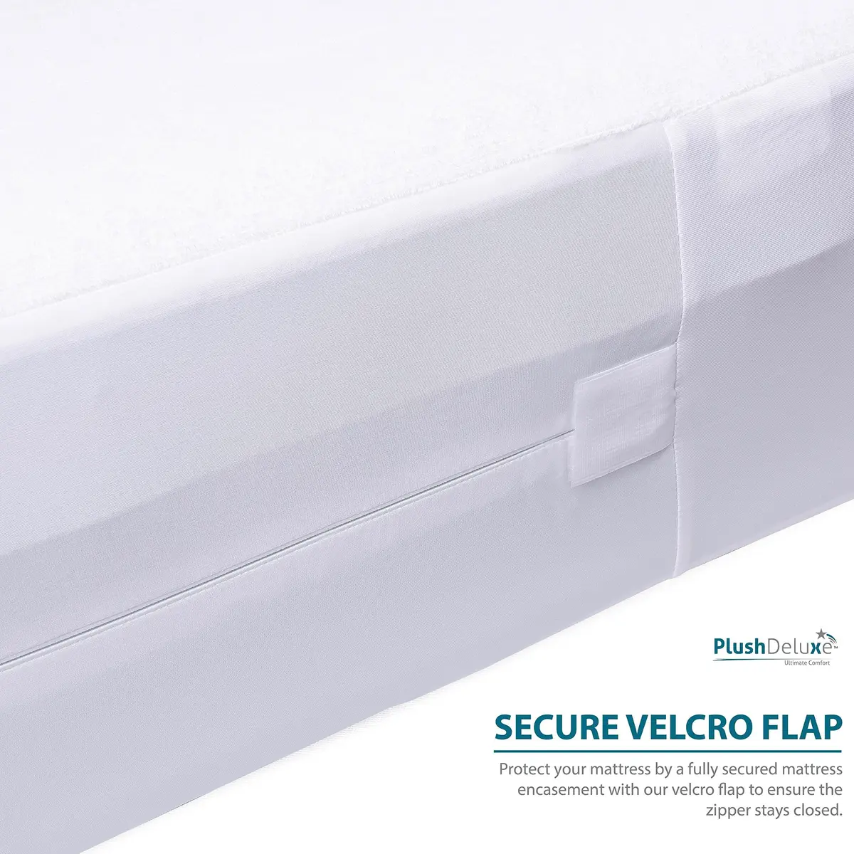 PlushDeluxe Twin-XL Mattress Encasement 39X80 Waterproof Bedbug Proof Hypoallergenic Cotton Terry - view 6