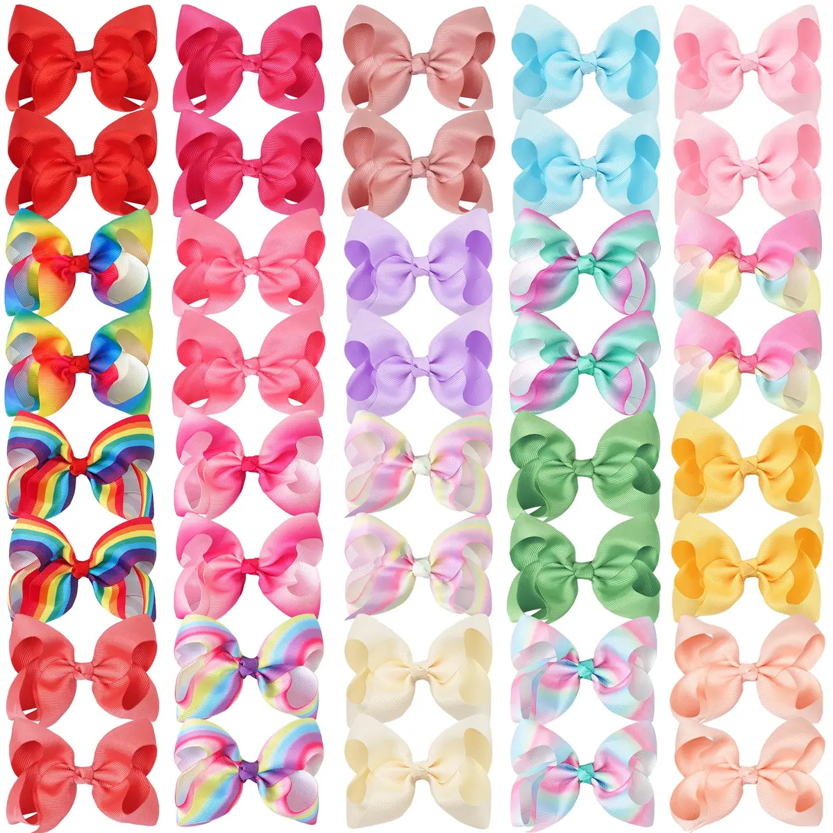 CÉLLOT 40Pcs 4.5 Inch Hair Bow for Girls Toddler Hair Accessories | Bright Rainbow Colors, Handmade, Alligator Clips, 4.5 Inch - main product image