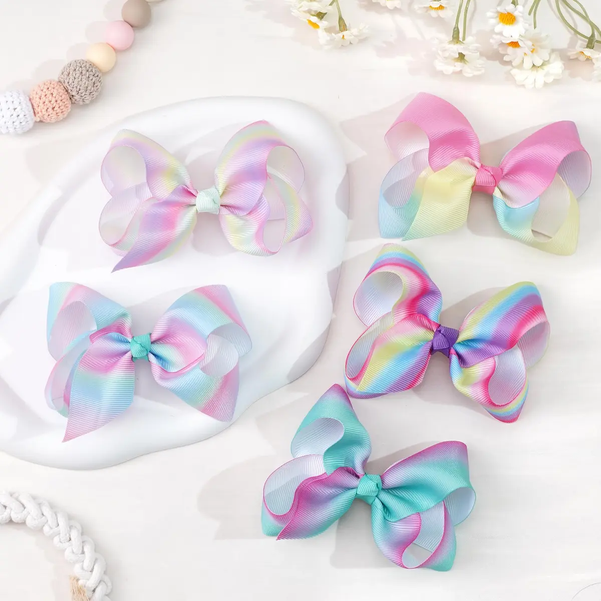 CÉLLOT 40Pcs 4.5 Inch Hair Bow for Girls Toddler Hair Accessories | Bright Rainbow Colors, Handmade, Alligator Clips, 4.5 Inch - view 6