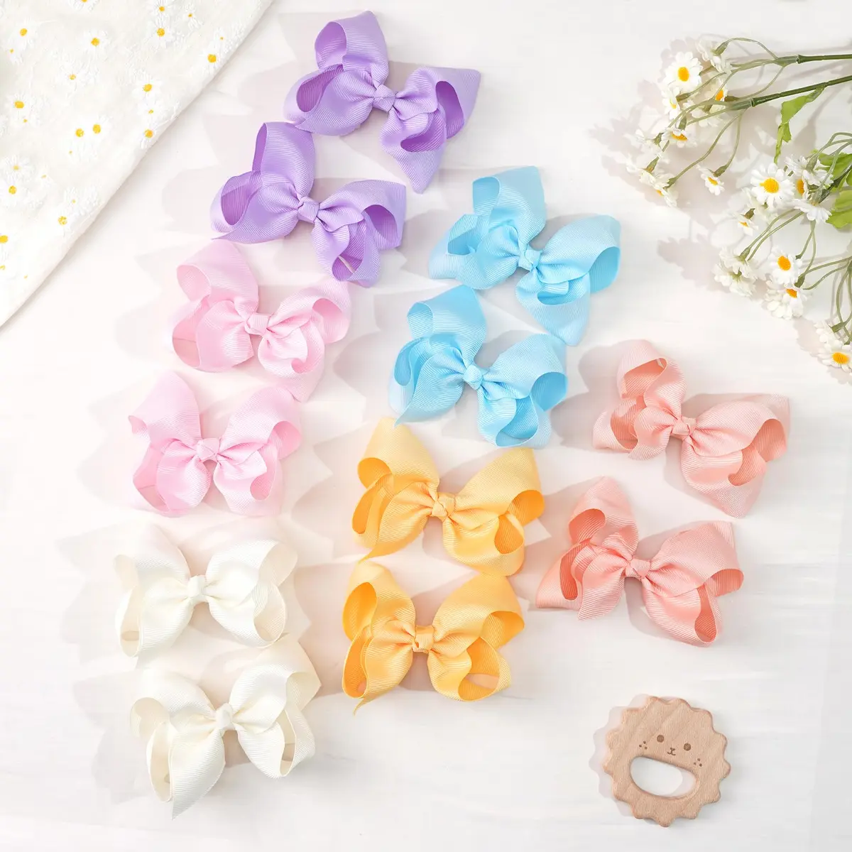 CÉLLOT 40Pcs 4.5 Inch Hair Bow for Girls Toddler Hair Accessories | Bright Rainbow Colors, Handmade, Alligator Clips, 4.5 Inch - view 7