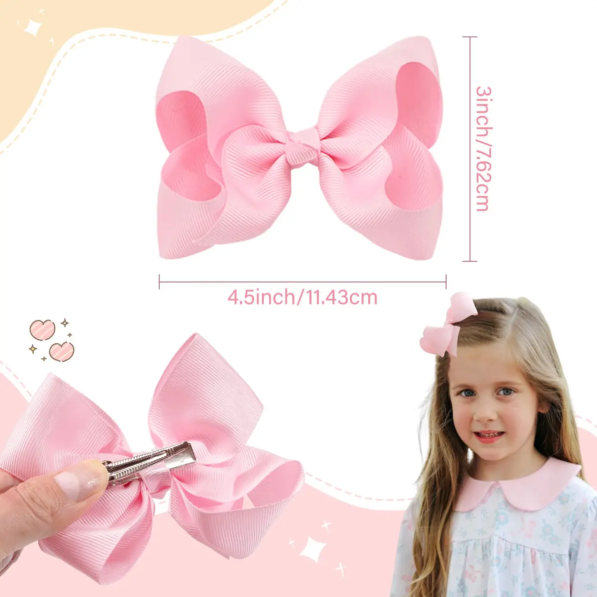 CÉLLOT 40Pcs 4.5 Inch Hair Bow for Girls Toddler Hair Accessories | Bright Rainbow Colors, Handmade, Alligator Clips, 4.5 Inch - view 2