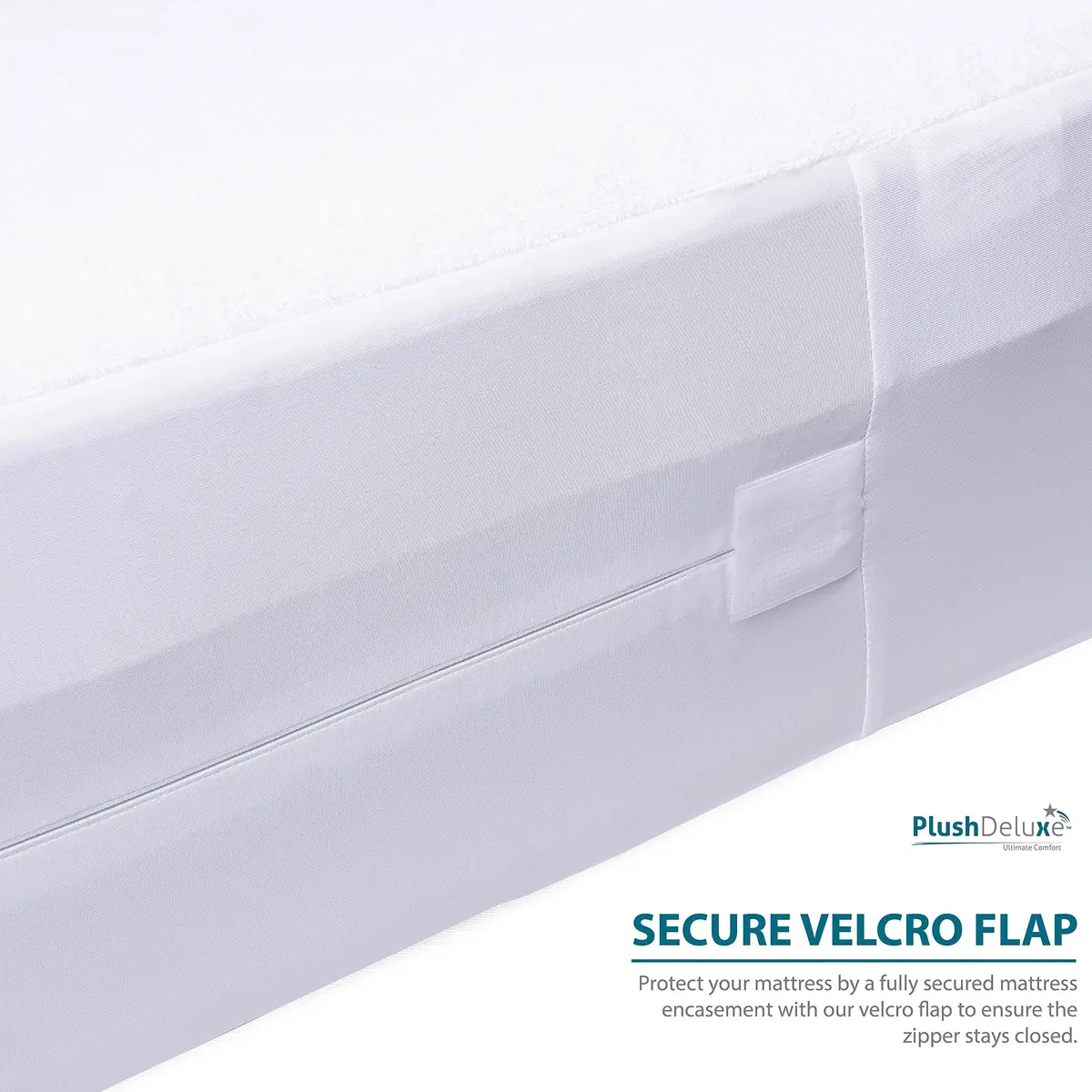 PlushDeluxe Mattress Encasement 100% Waterproof Twin | Soft Cotton Terry, Zippered, Hypoallergenic, 12-15" Deep - view 6
