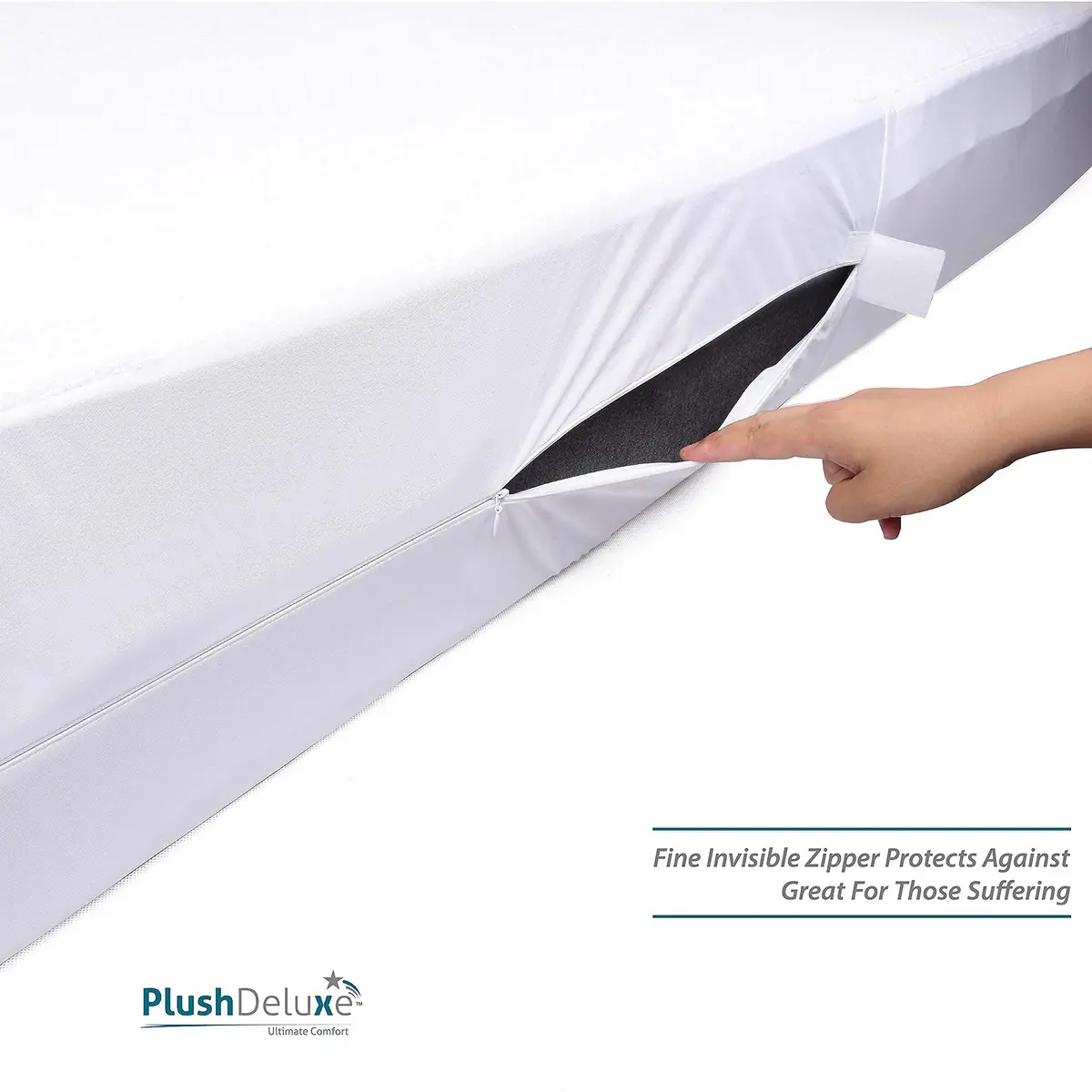 PlushDeluxe Mattress Encasement 100% Waterproof Twin | Soft Cotton Terry, Zippered, Hypoallergenic, 12-15" Deep - view 4
