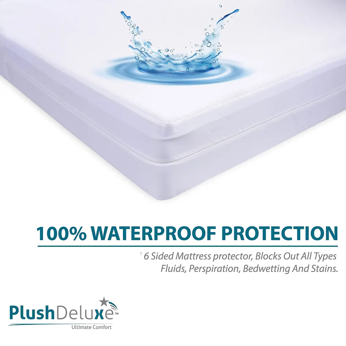 PlushDeluxe Full Size Mattress Encasement 12-15" Waterproof Bedbug Proof Hypoallergenic Cotton Terry - view 5
